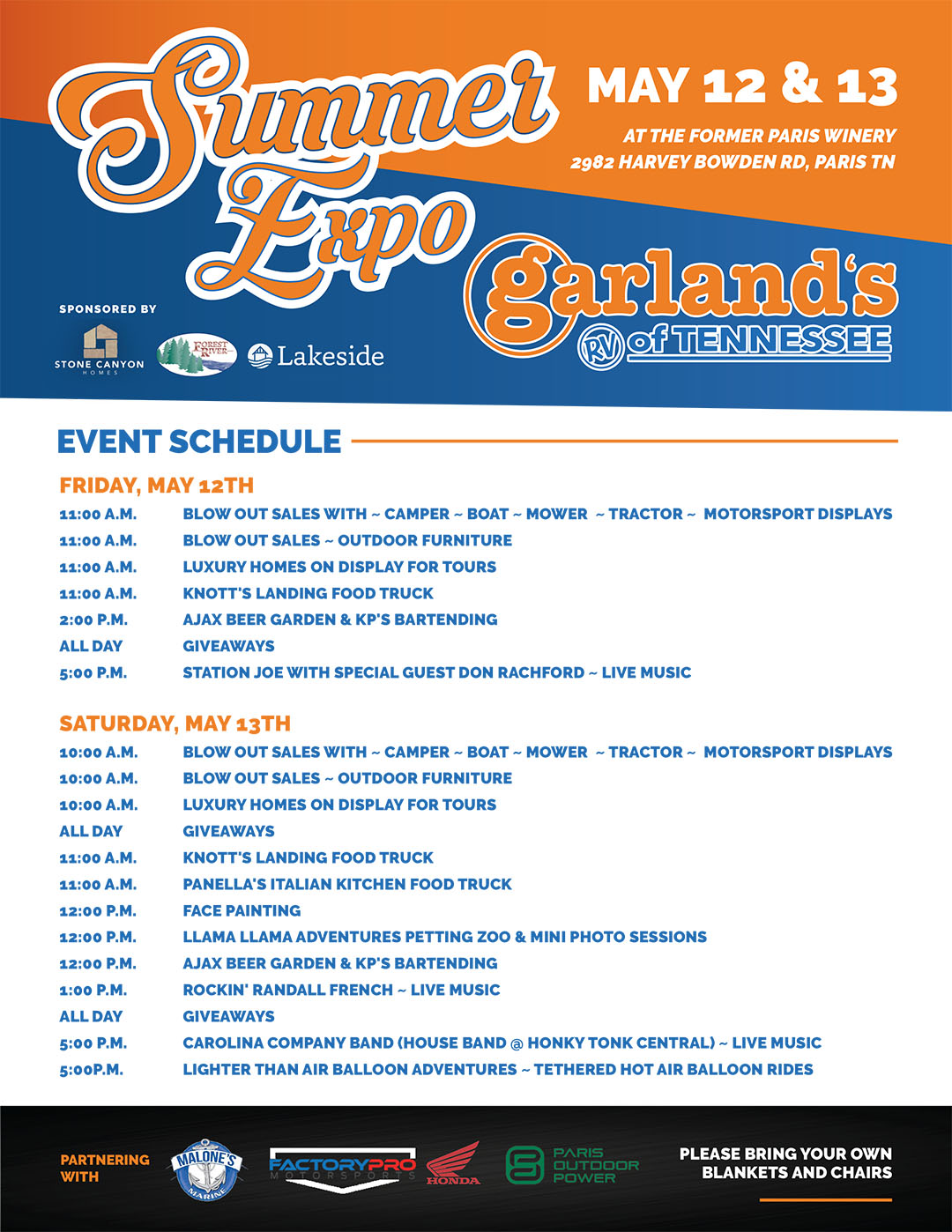 Garlands Summer Expo Schedule May 12 & 13