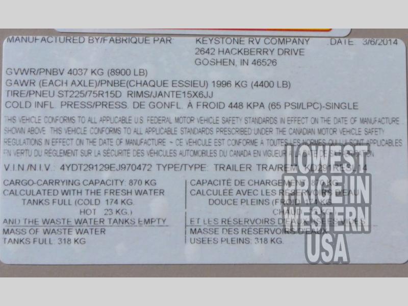 New 2014 Dutchmen RV Kodiak 291RESL Travel Trailer at Trailer