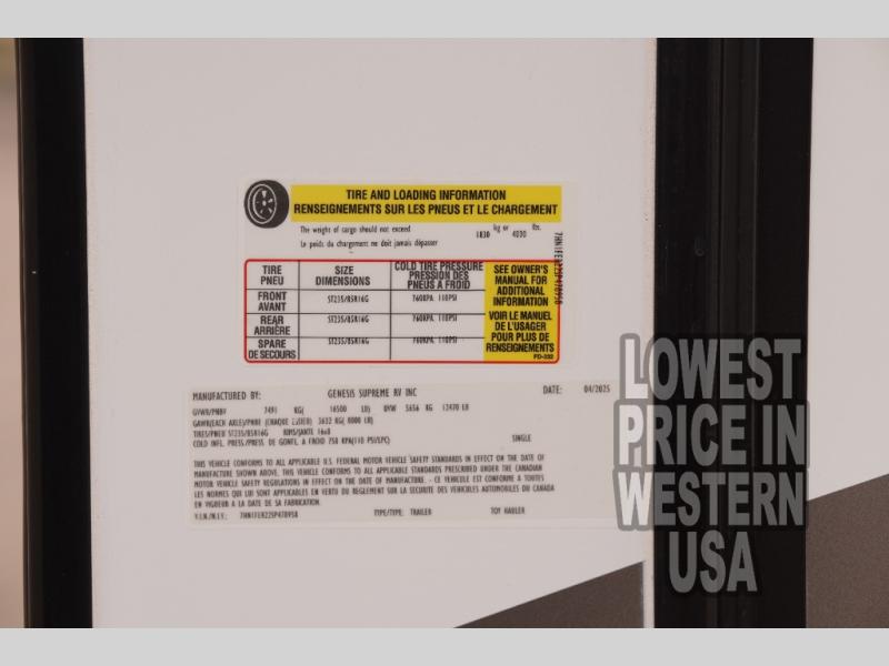 New 2025 Genesis Supreme 3416TS Toy Hauler Fifth Wheel at Trailer