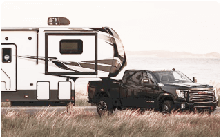 Truck pulling a fifth wheel