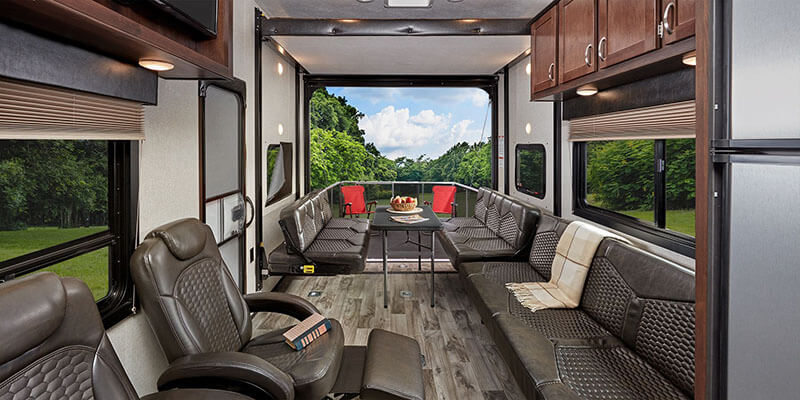 Inside Talon Toy Hauler Fifth Wheel