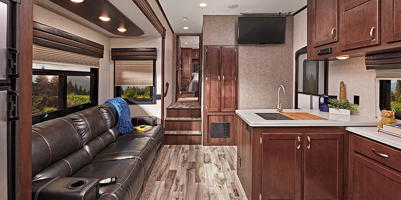 Inside Talon Toy Hauler Fifth Wheel