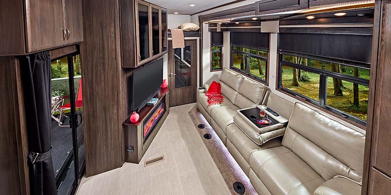 Inside Seismic Toy Hauler Fifth Wheel Living Room