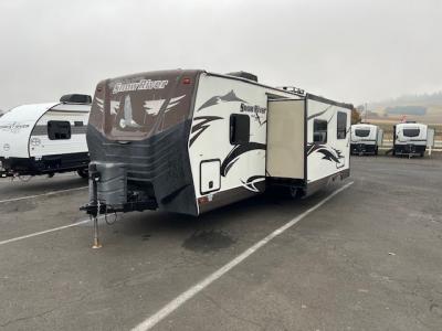 Driver's side front of this Snow River trailer.