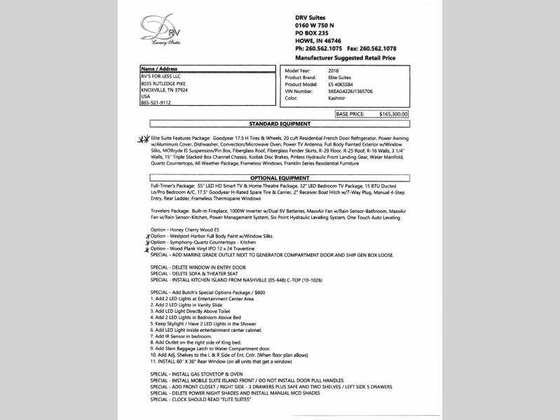 ORIGINAL MSRP SHEET LISTS FACTORY OPTIONS AND COLORS