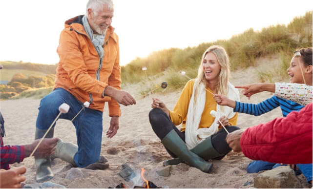 Family roasting marshmallows