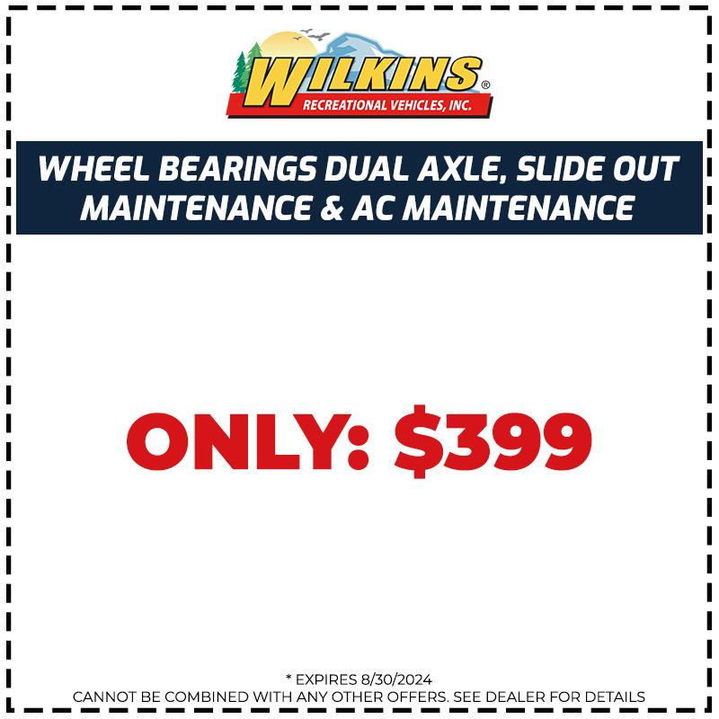 Wheel Bearings Dual Axle, Slide Out Maintenance, and AC Maintenance Coupon