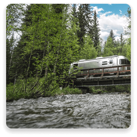 Airstream over a bridge