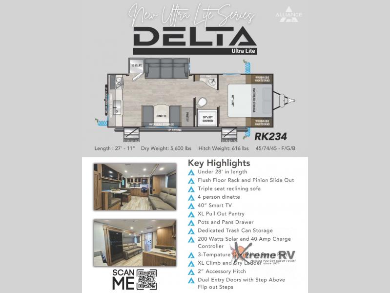 New 2025 Alliance RV Delta Ultra Lite RK234 Travel Trailer at Xtreme RV