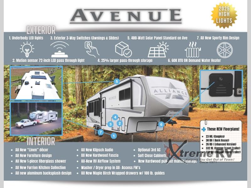 New 2026 Alliance RV Avenue All-Access 23ML Fifth Wheel at Xtreme